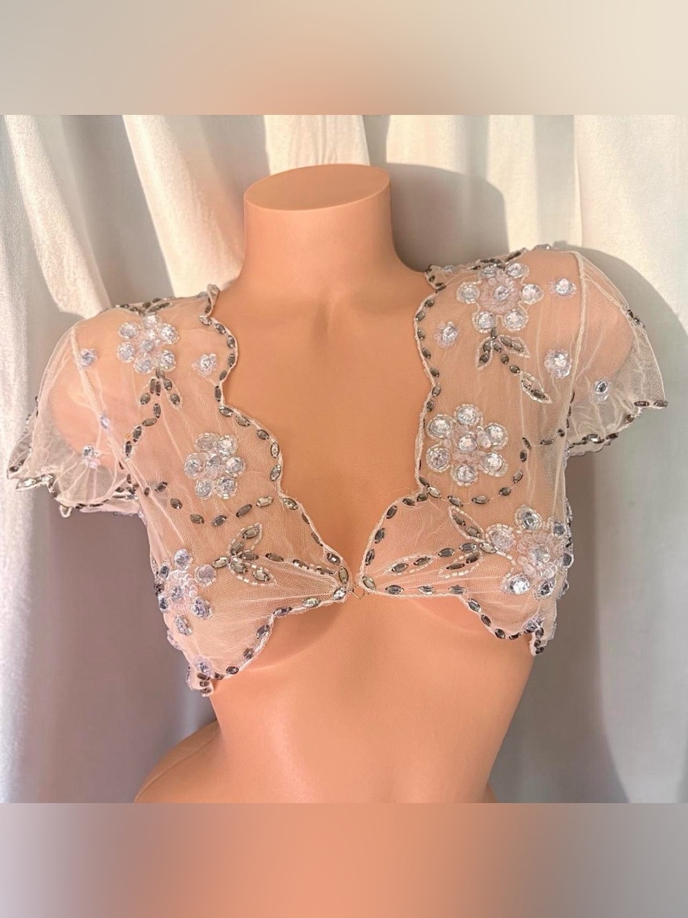 Beaded short sleeve bolero